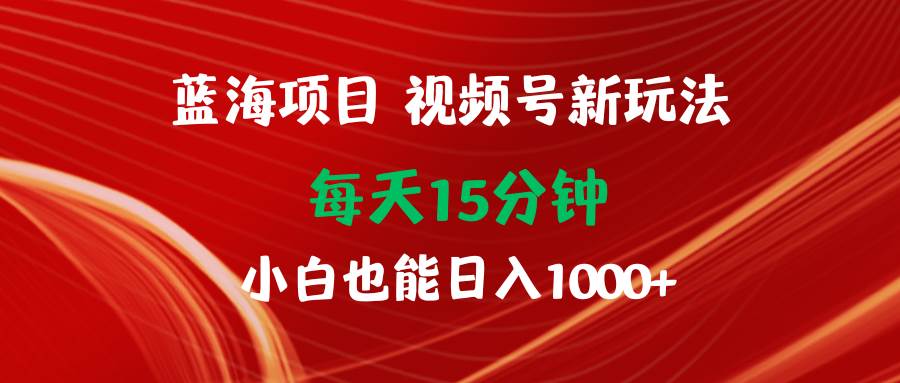 蓝海项目视频号新玩法 每天15分钟 小白也能日入1000+-PONCC-Ai时代