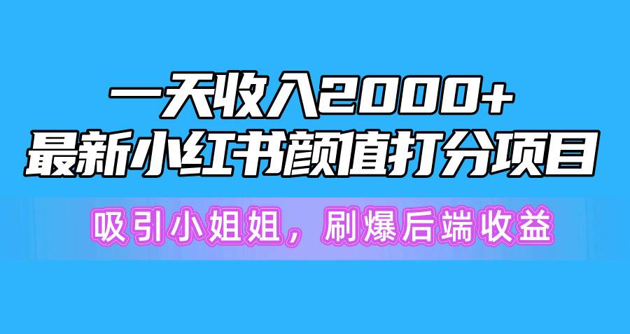 一天收入2000+，最新小红书颜值打分项目，吸引小姐姐，刷爆后端收益-最新项目