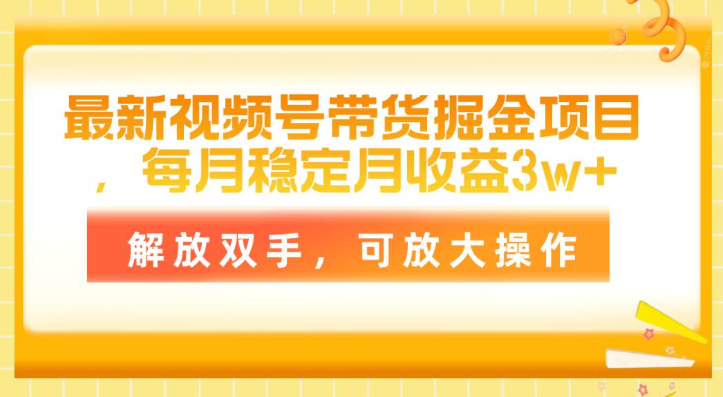 最新视频号带货掘金项目，每月稳定月收益3w+，解放双手，可放大操作-PONCC-Ai时代