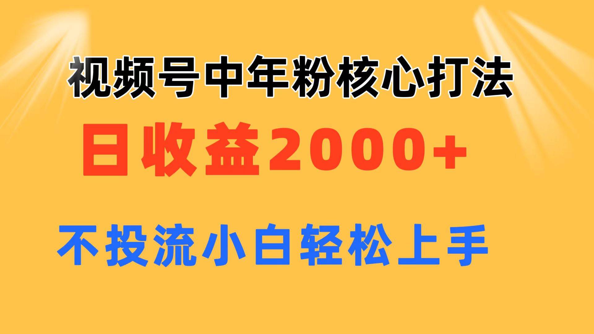 视频号中年粉核心玩法 日收益2000+ 不投流小白轻松上手-PONCC-Ai时代