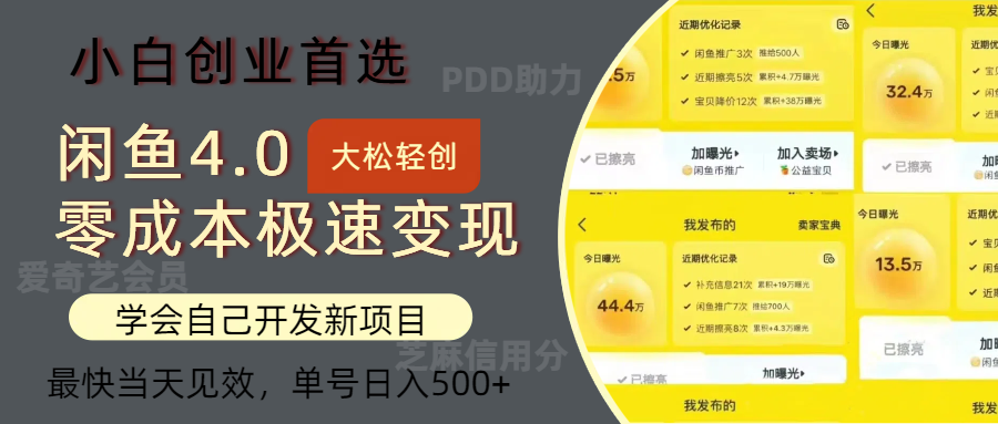 闲鱼0成本极速变现项目，多种变现方式，单号日入500+最新玩法-PONCC-Ai时代