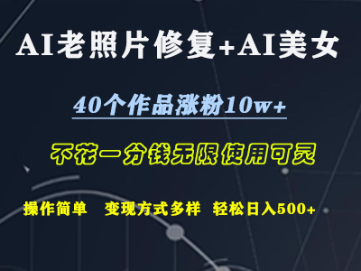 AI老照片修复+AI美女玩发  40个作品涨粉10w+  不花一分钱使用可灵  操作简单  变现方式多样话   轻松日去500+-PONCC-Ai时代