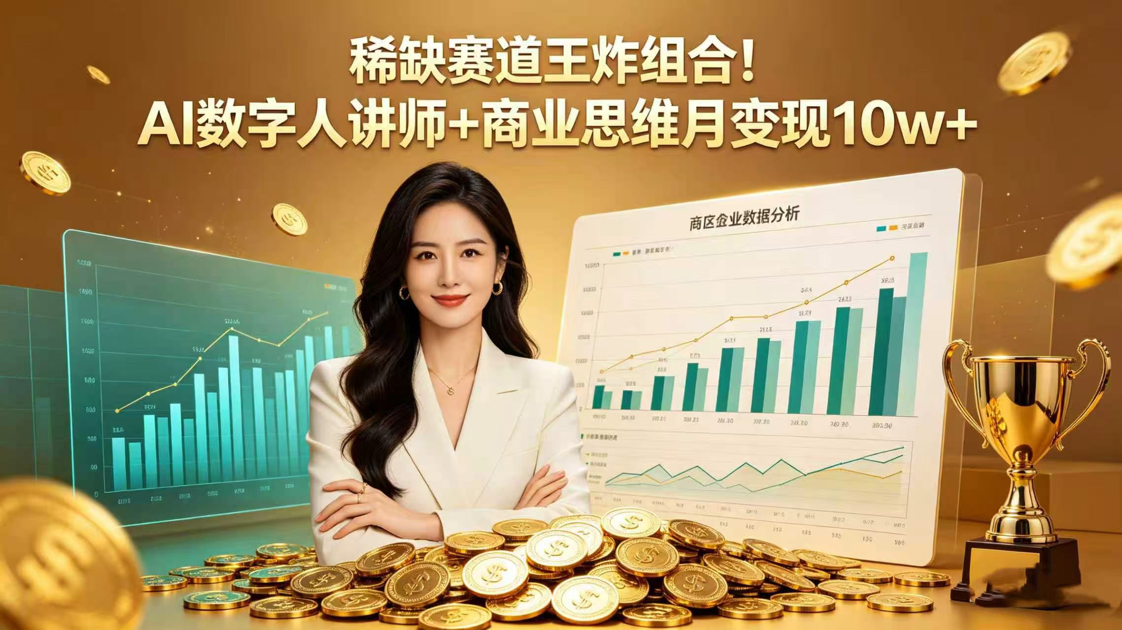 稀缺赛道王炸组合！AI 数字人讲师 + 商业思维 月变现 10w+-PONCC
